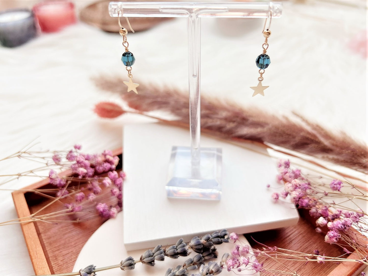 Crystal Earrings with Star Charm