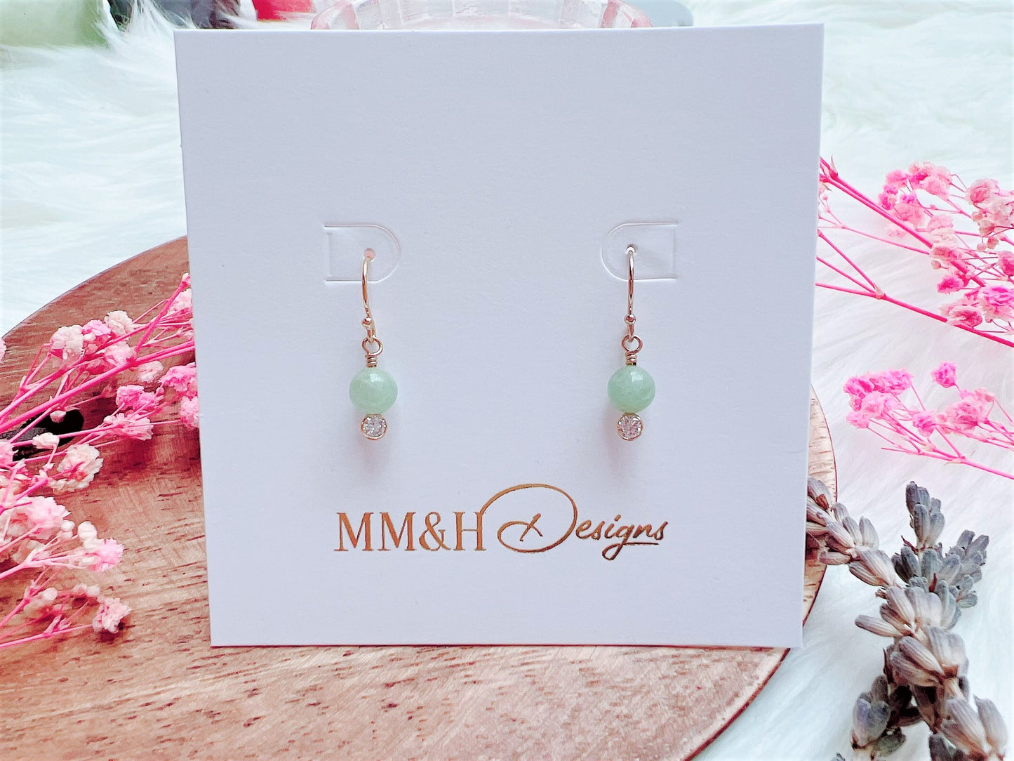 Morganite and Cubic Zirconia Earrings