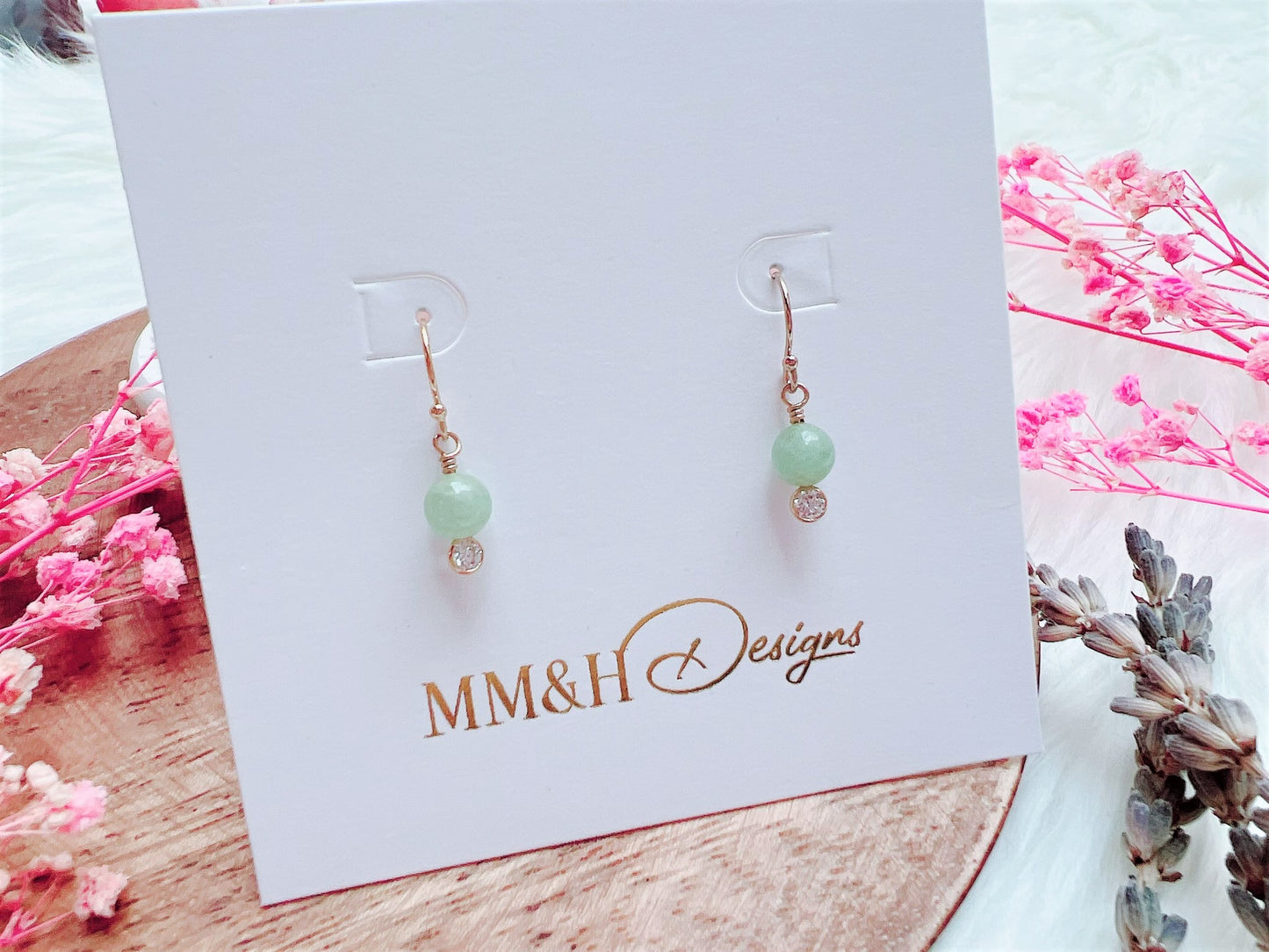 Morganite and Cubic Zirconia Earrings