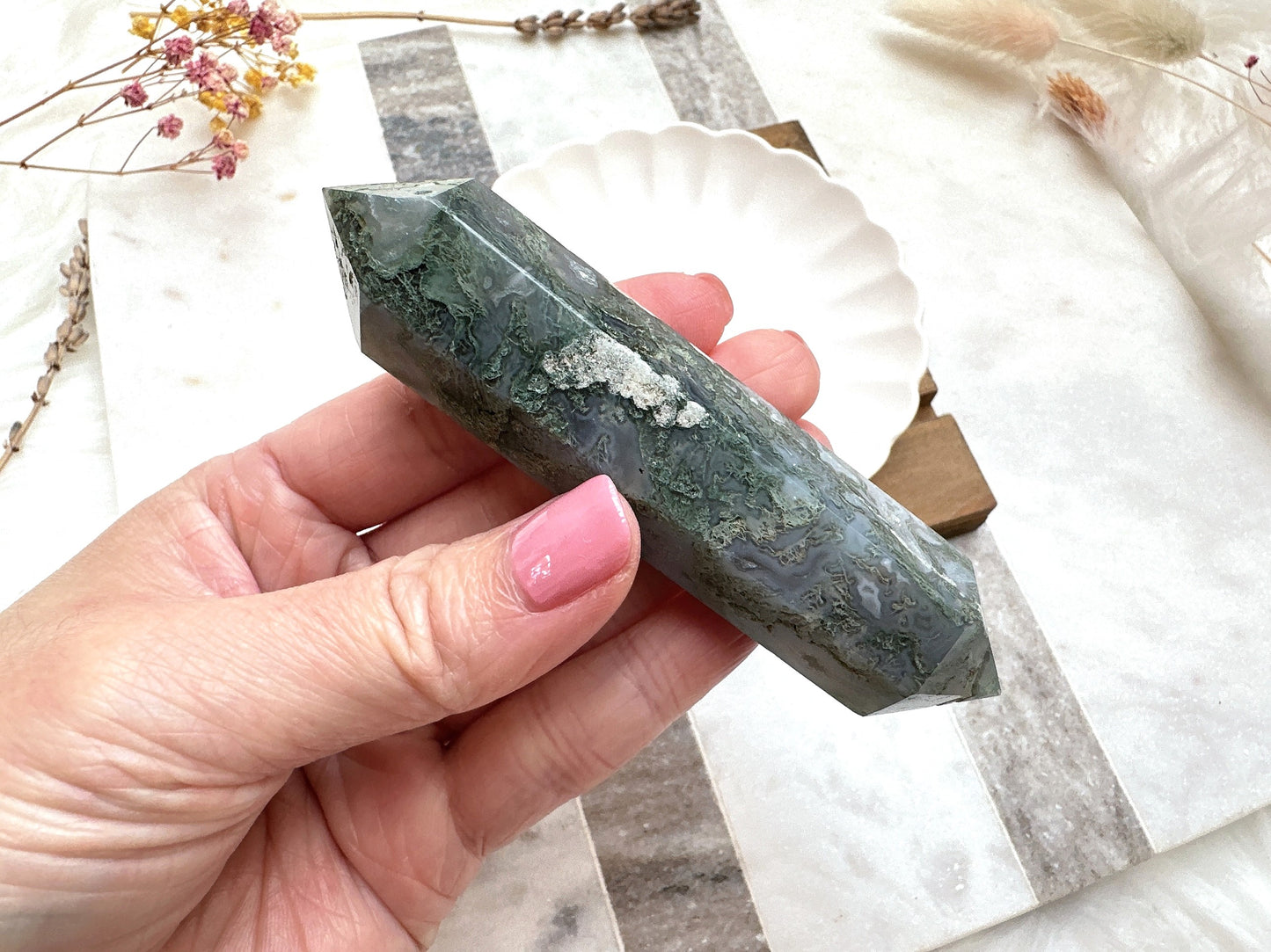 Moss Agate Double Terminated Point