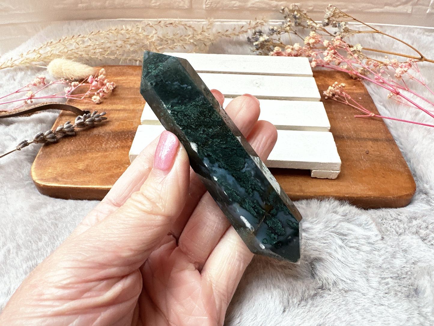 Moss Agate Double Terminated Point