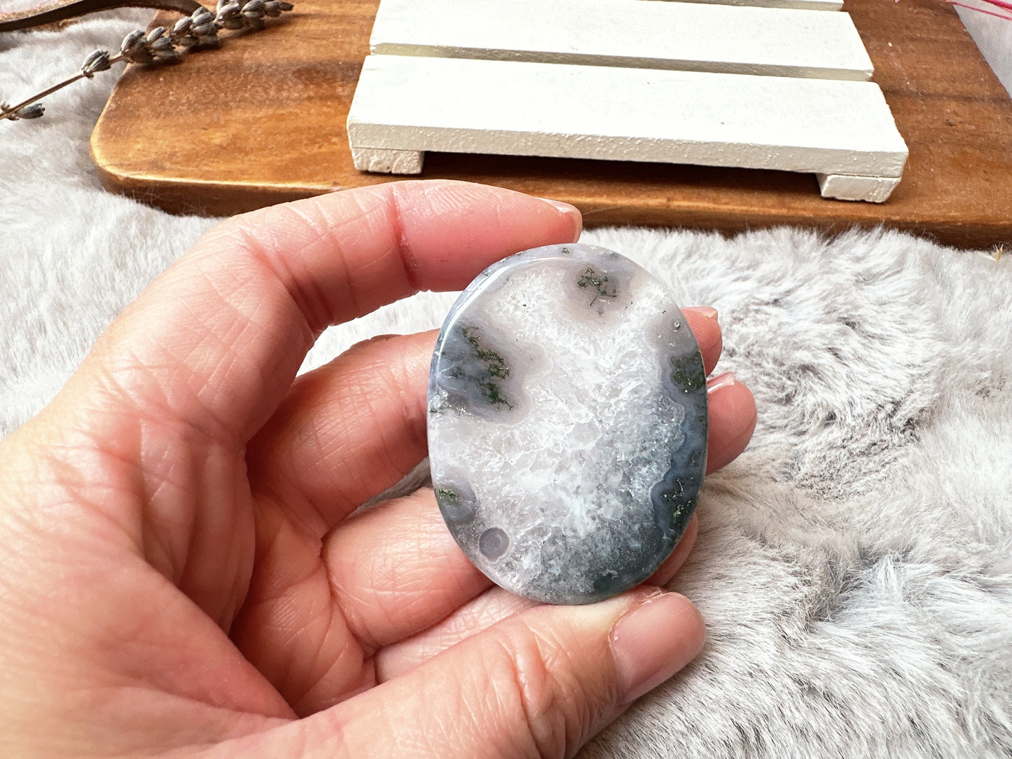 Moss Agate Flat Stone