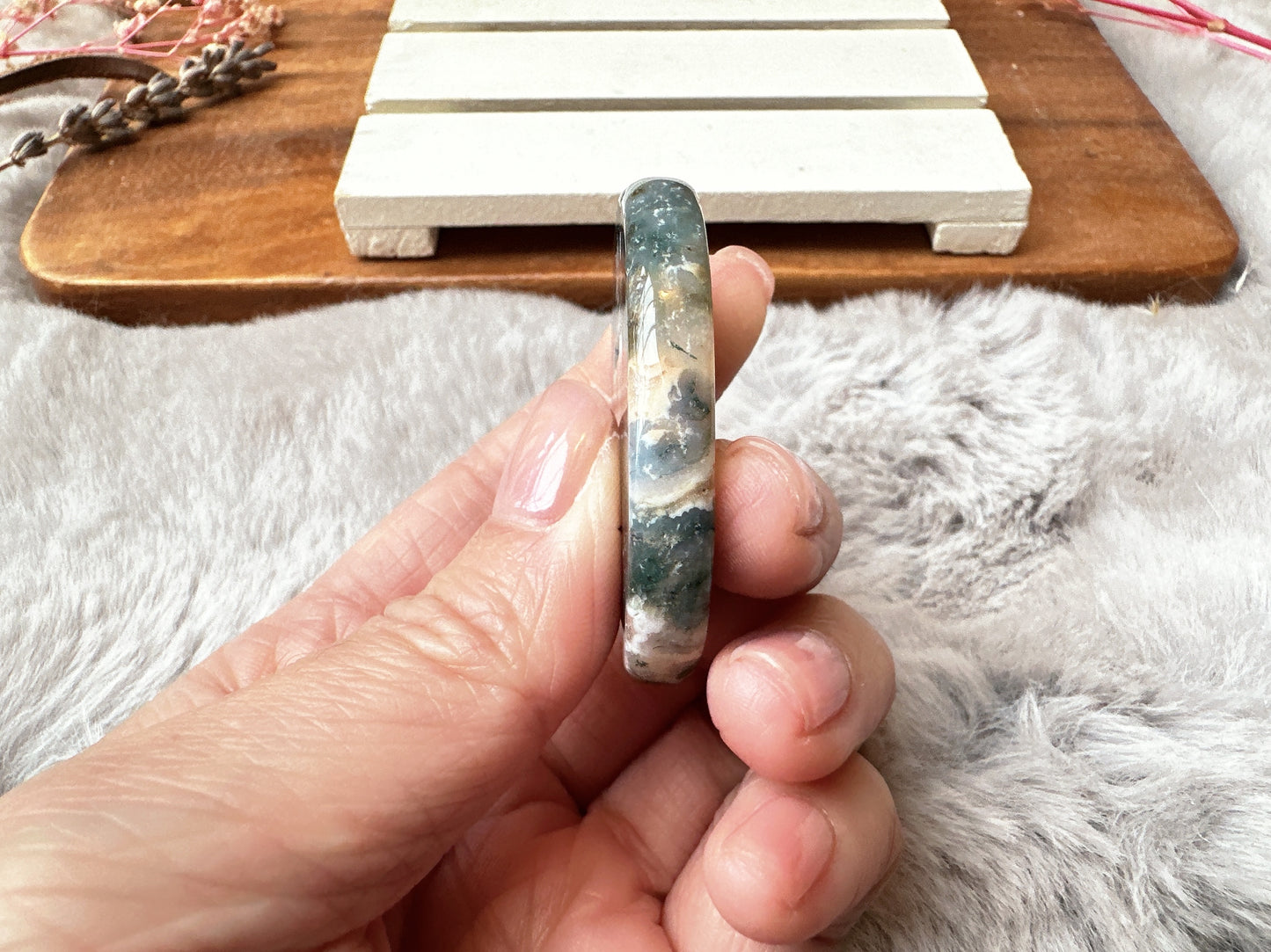 Moss Agate Flat Stone