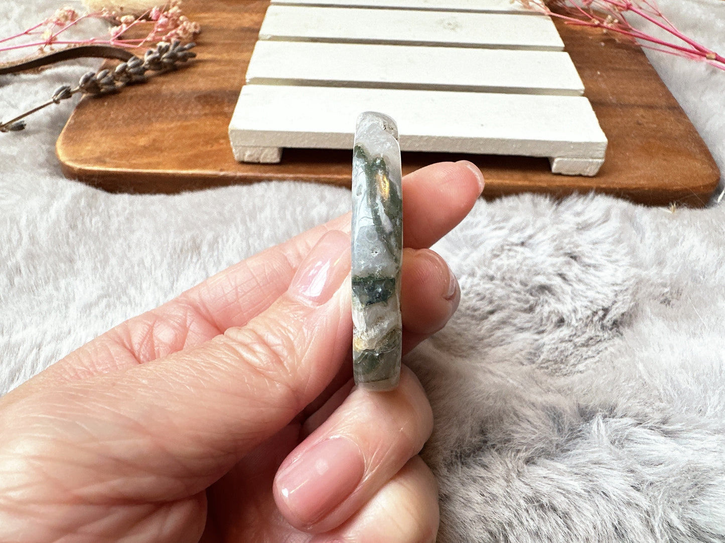 Moss Agate Flat Stone