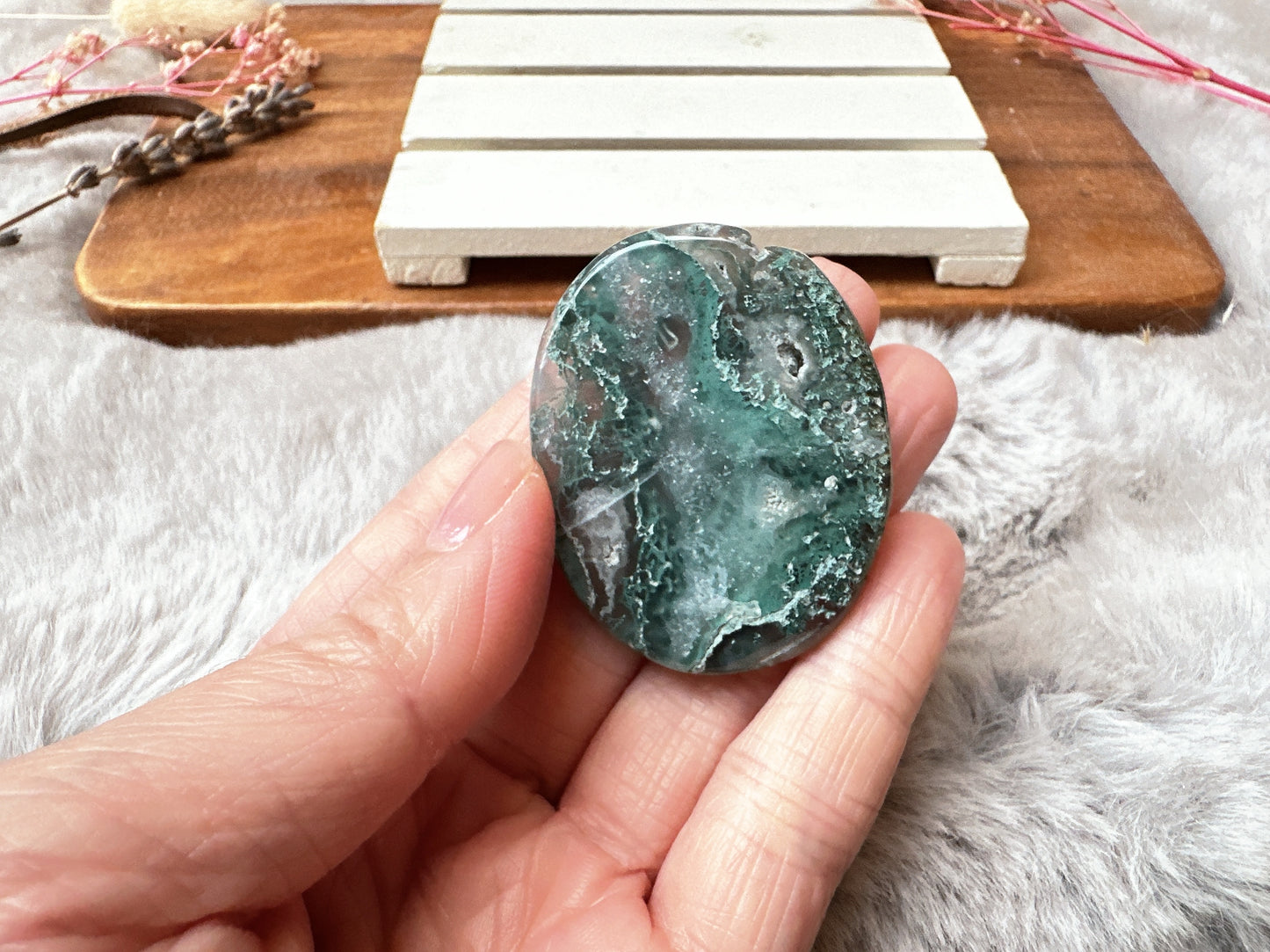 Moss Agate Flat Stone