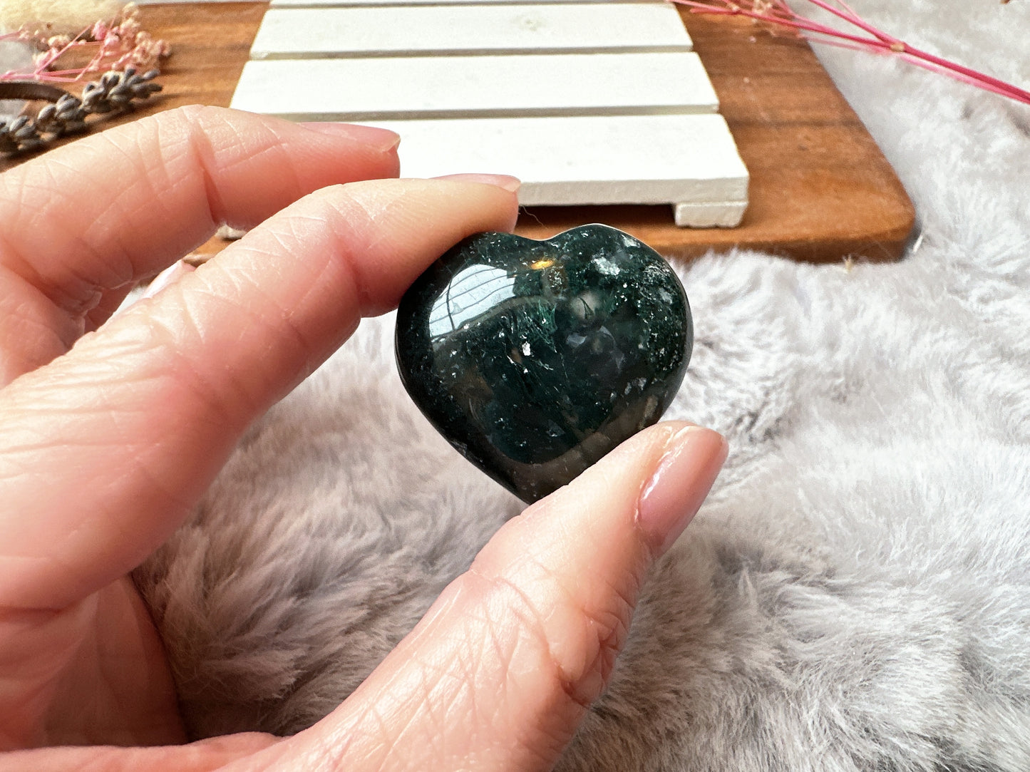Mini Moss Agate Heart