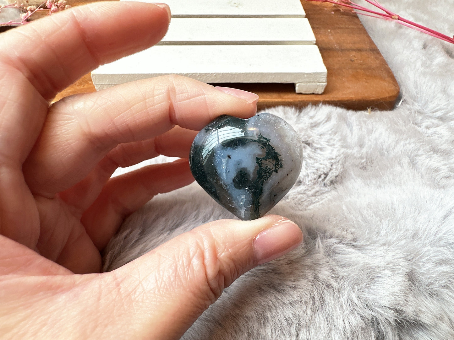 Mini Moss Agate Heart