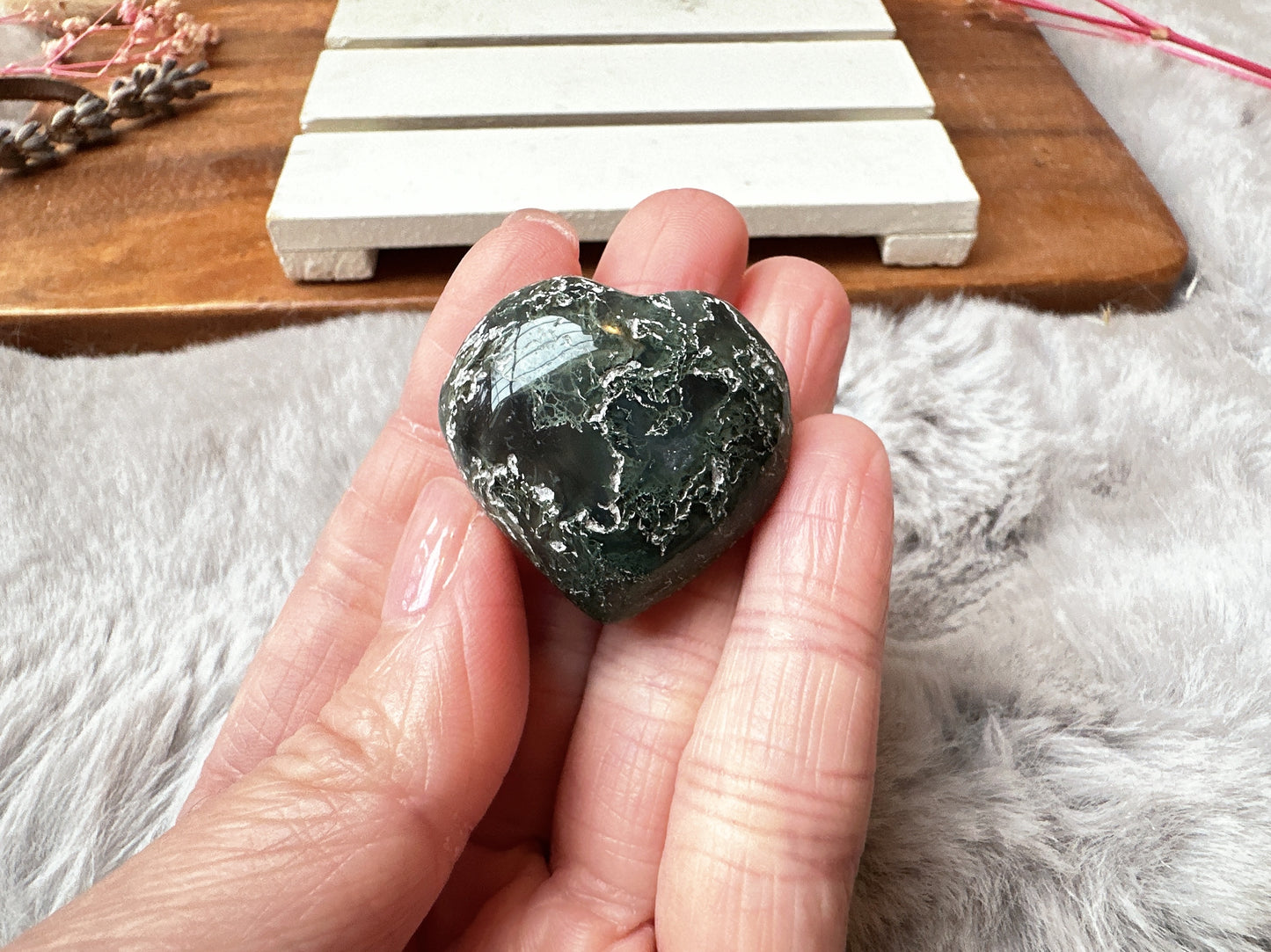 Mini Moss Agate Heart