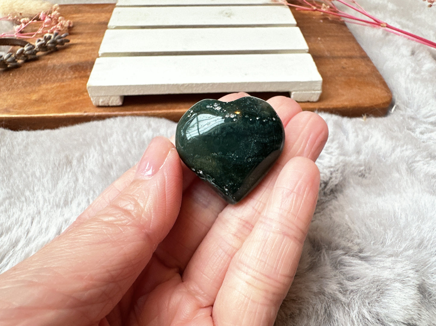 Mini Moss Agate Heart