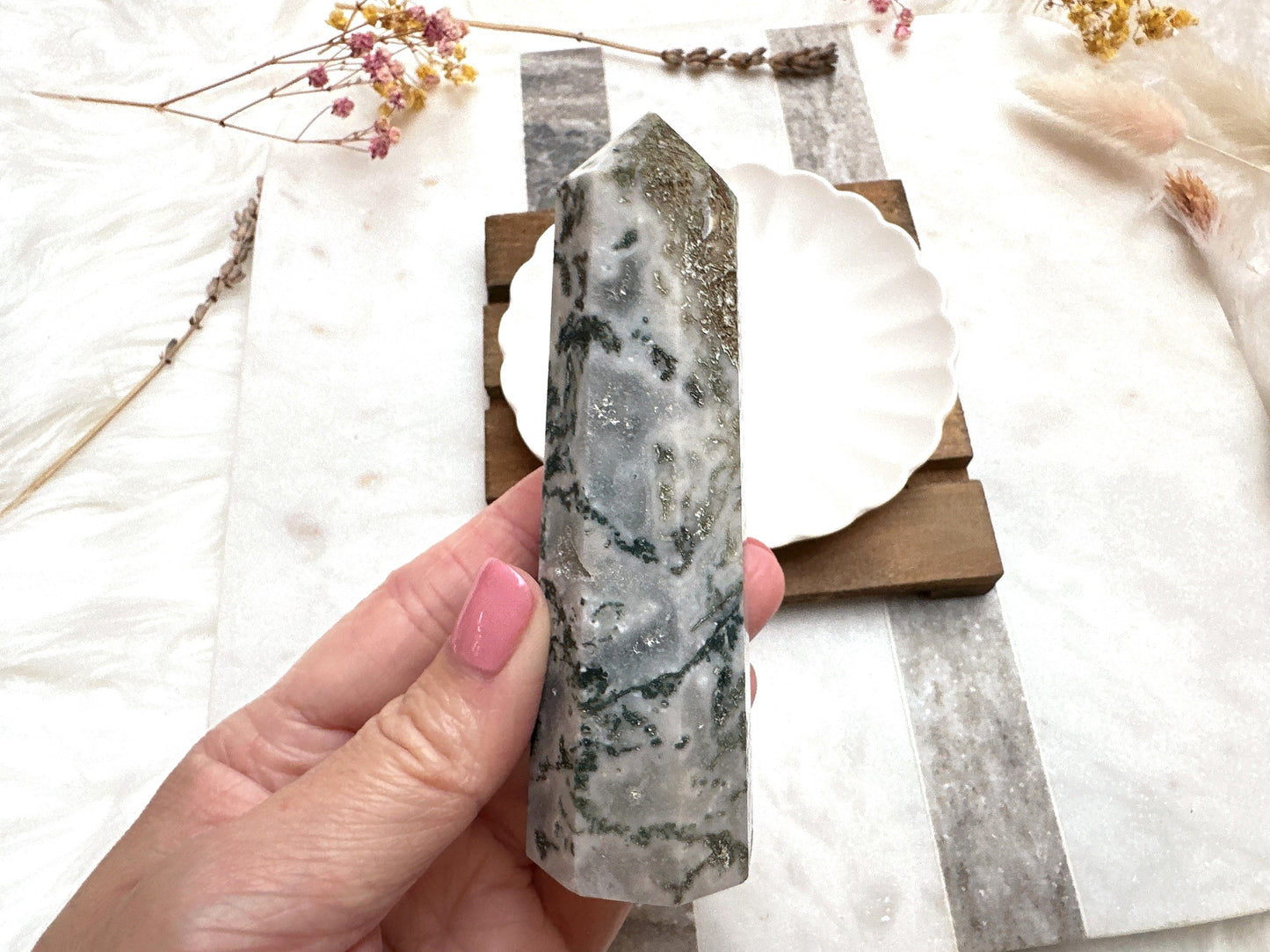 Moss Agate Tower Obelisk