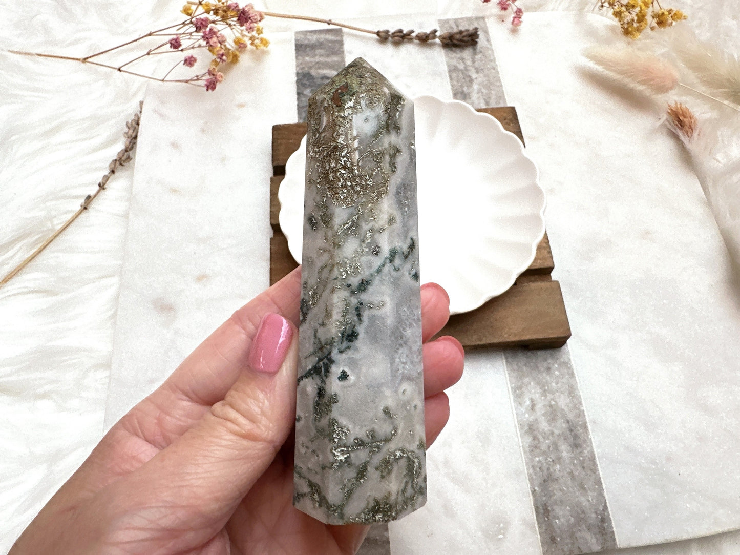 Moss Agate Tower Obelisk