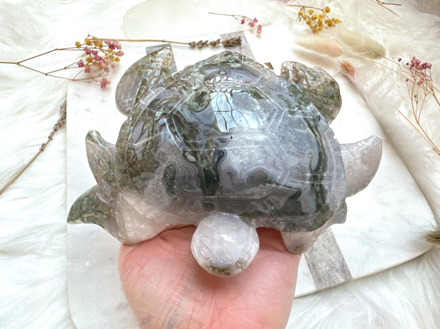 Large Moss Agate Turtle