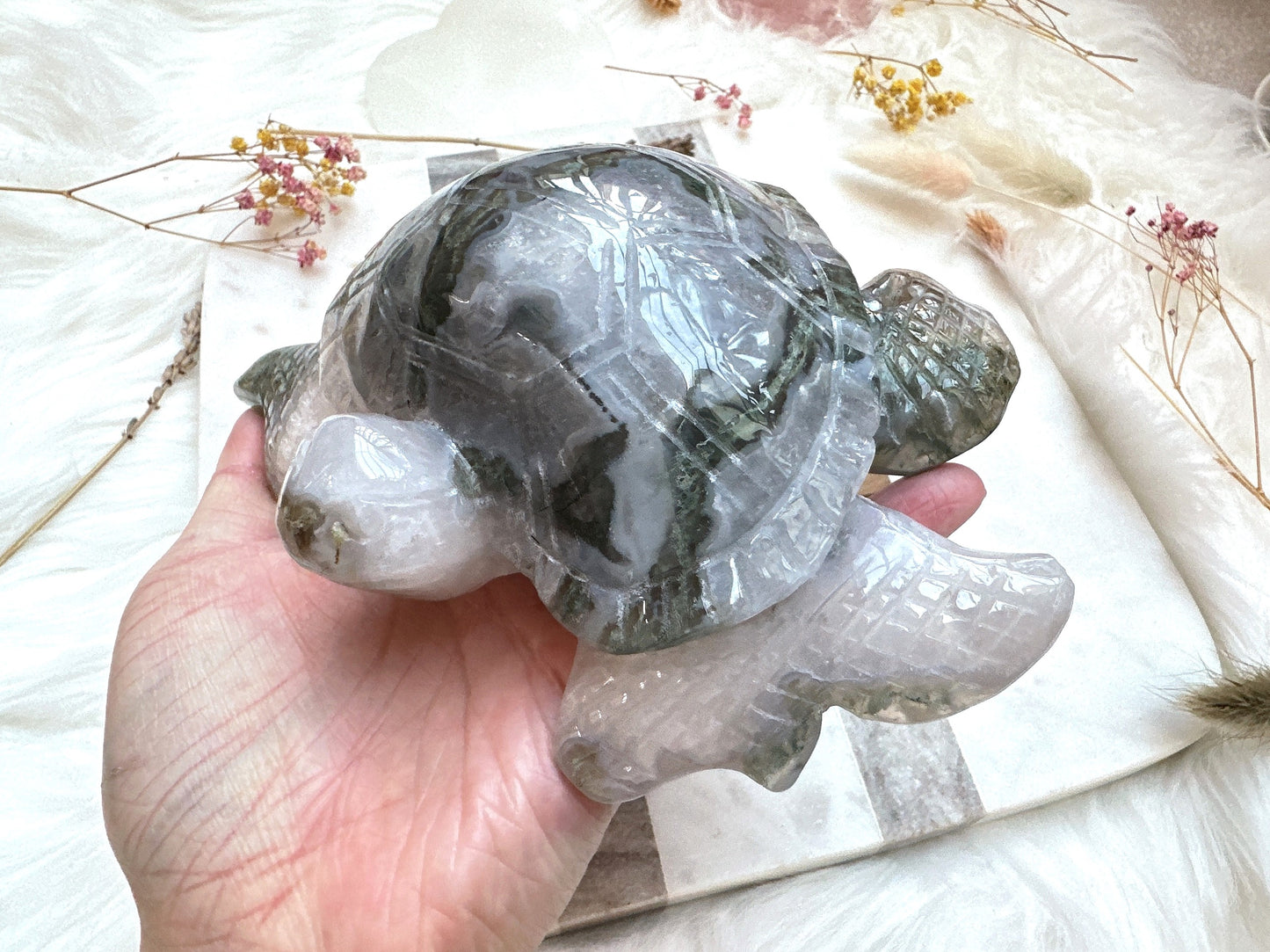 Large Moss Agate Turtle