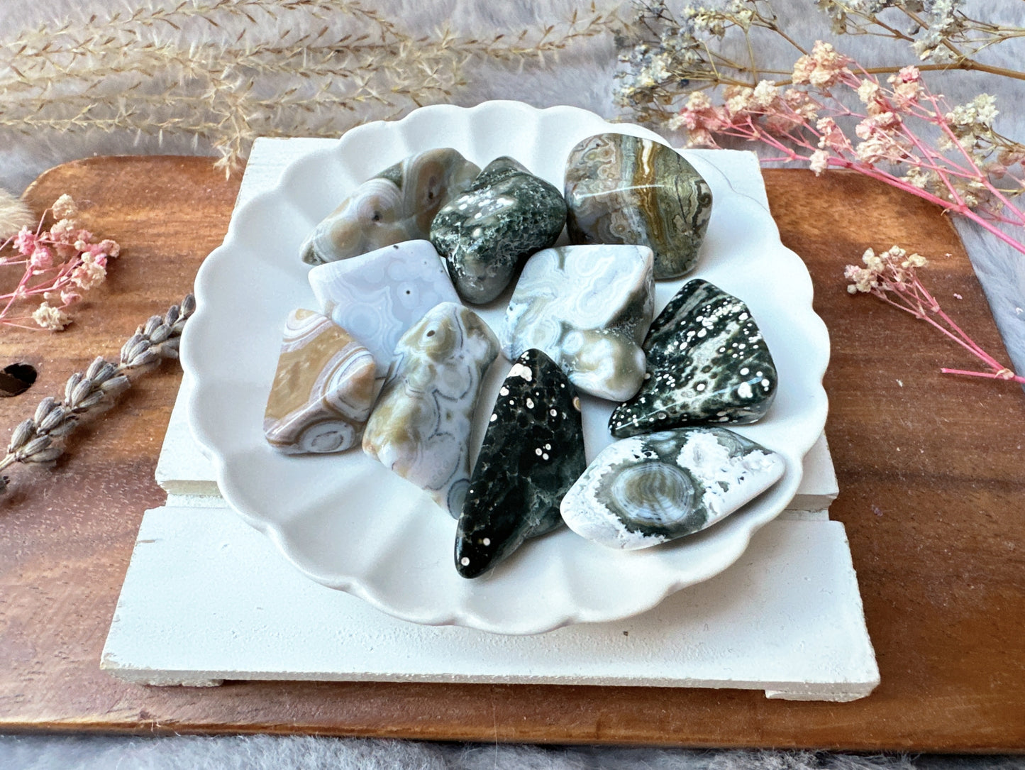 Set of 10 Small Ocean Jasper Tumbles