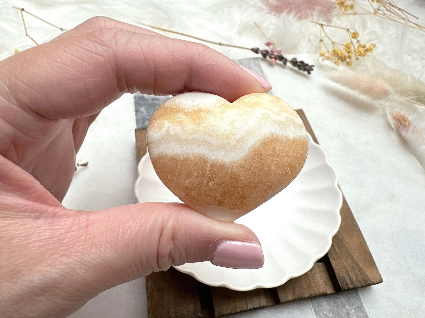 Small Orange Banded Calcite Heart
