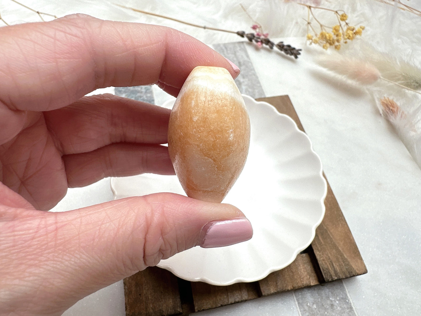 Small Orange Banded Calcite Heart