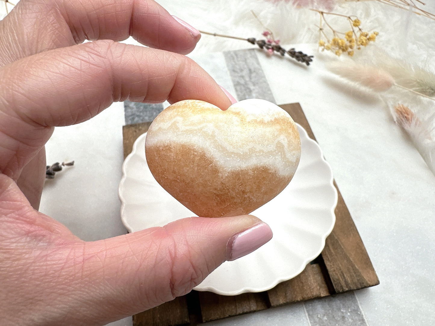 Small Orange Banded Calcite Heart