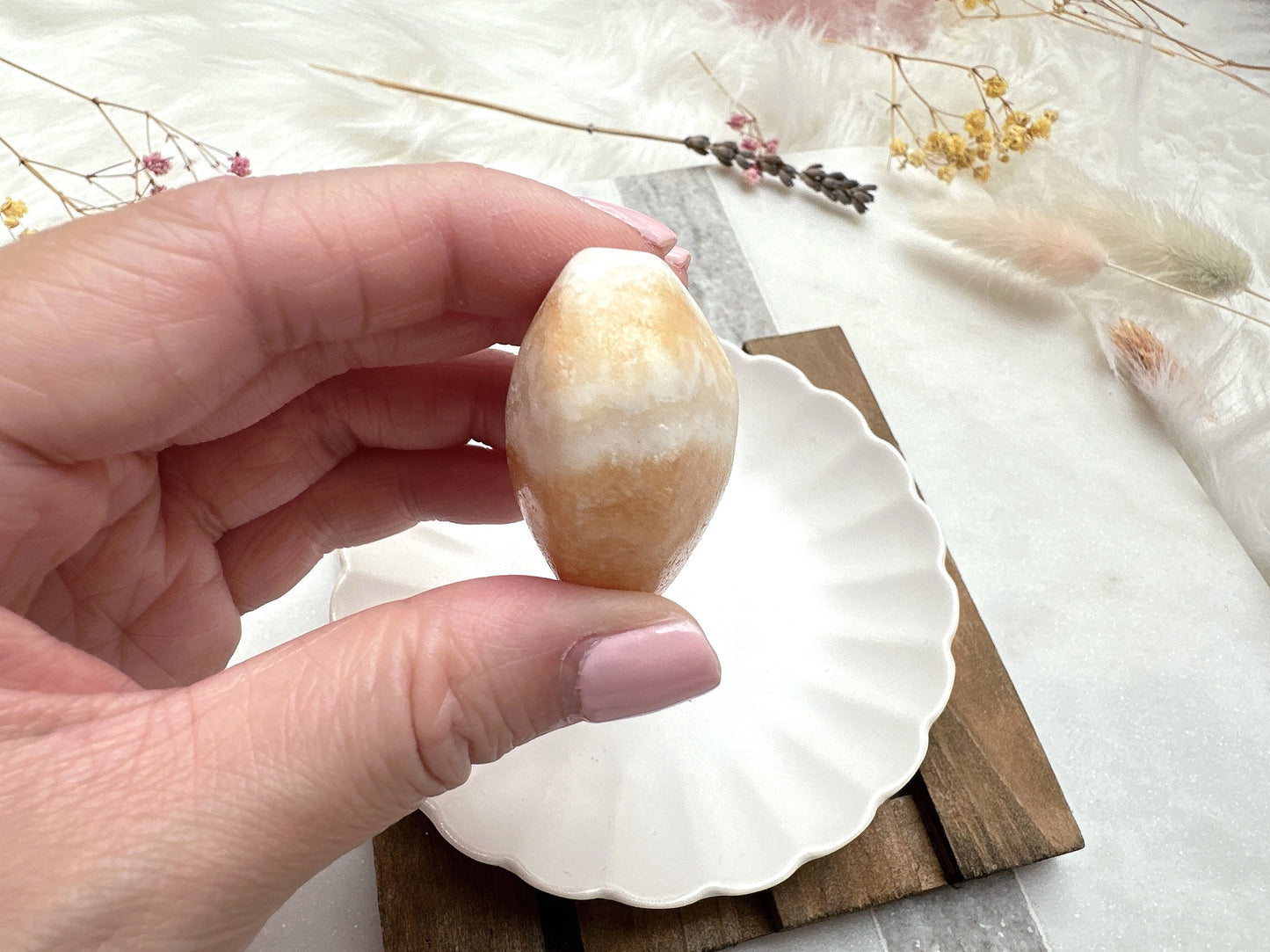 Small Orange Banded Calcite Heart