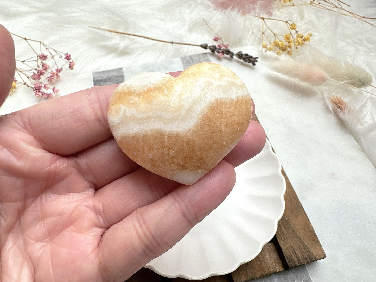 Small Orange Banded Calcite Heart