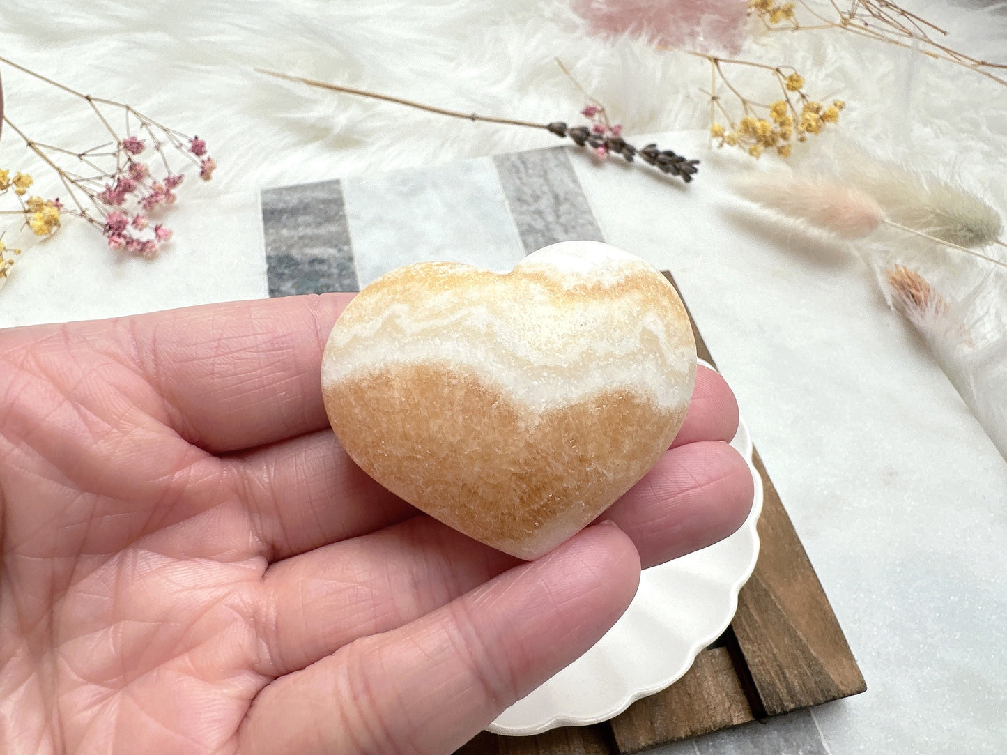 Small Orange Banded Calcite Heart