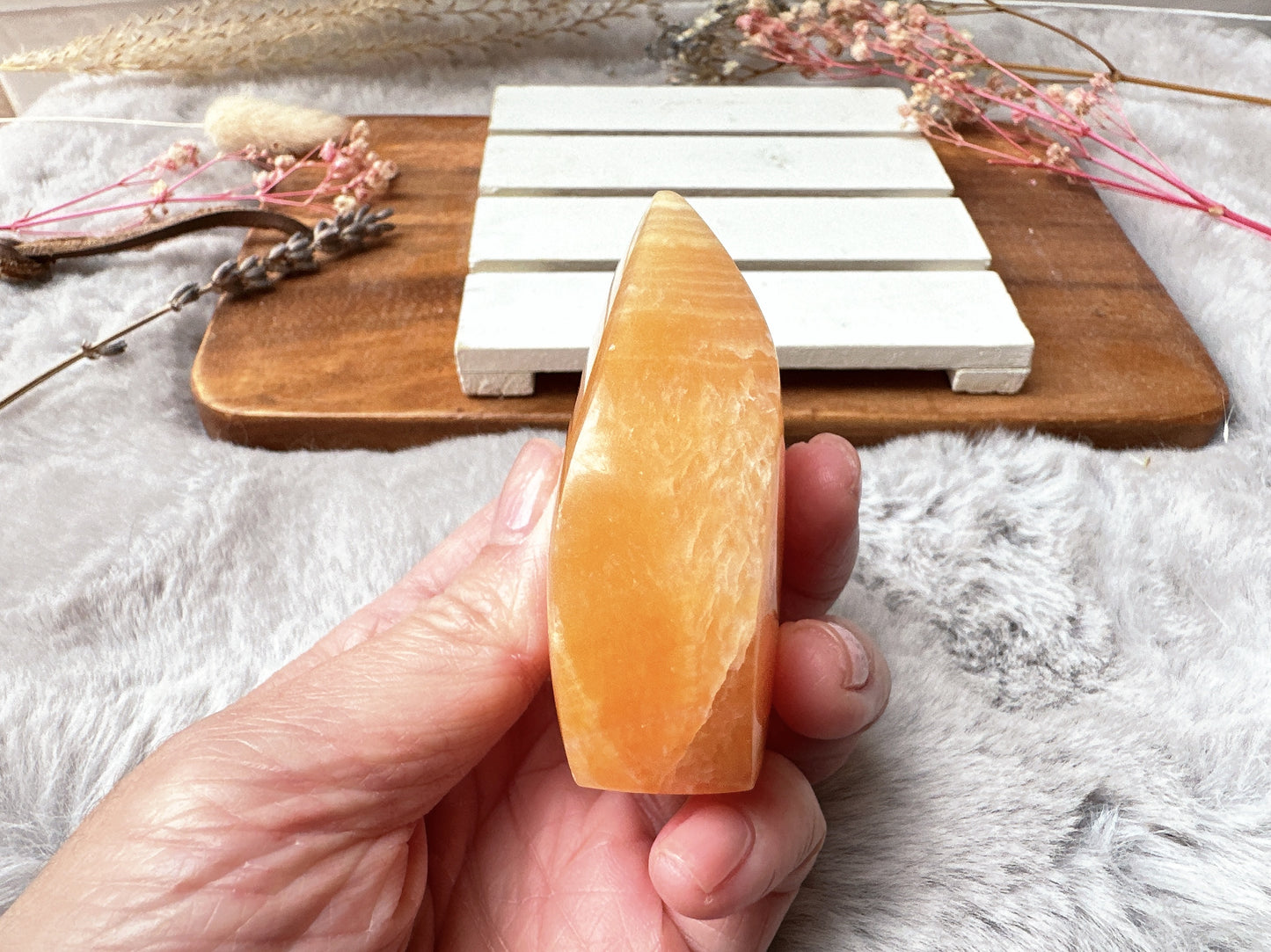Small Orange Calcite Flame