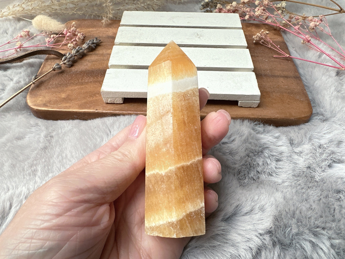 Orange Calcite Tower Obelisk