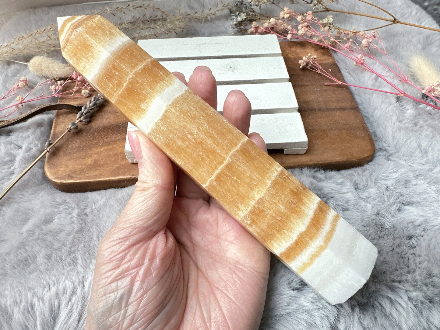 Orange Calcite Tower Obelisk