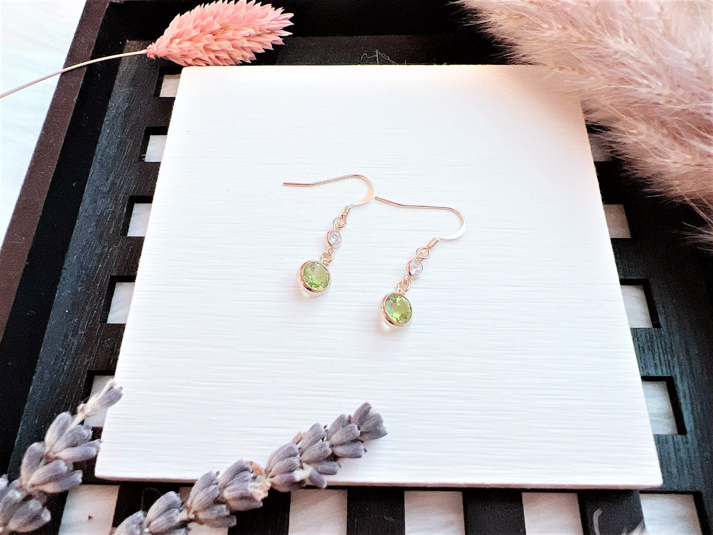 Peridot and Cubic Zirconia Earrings