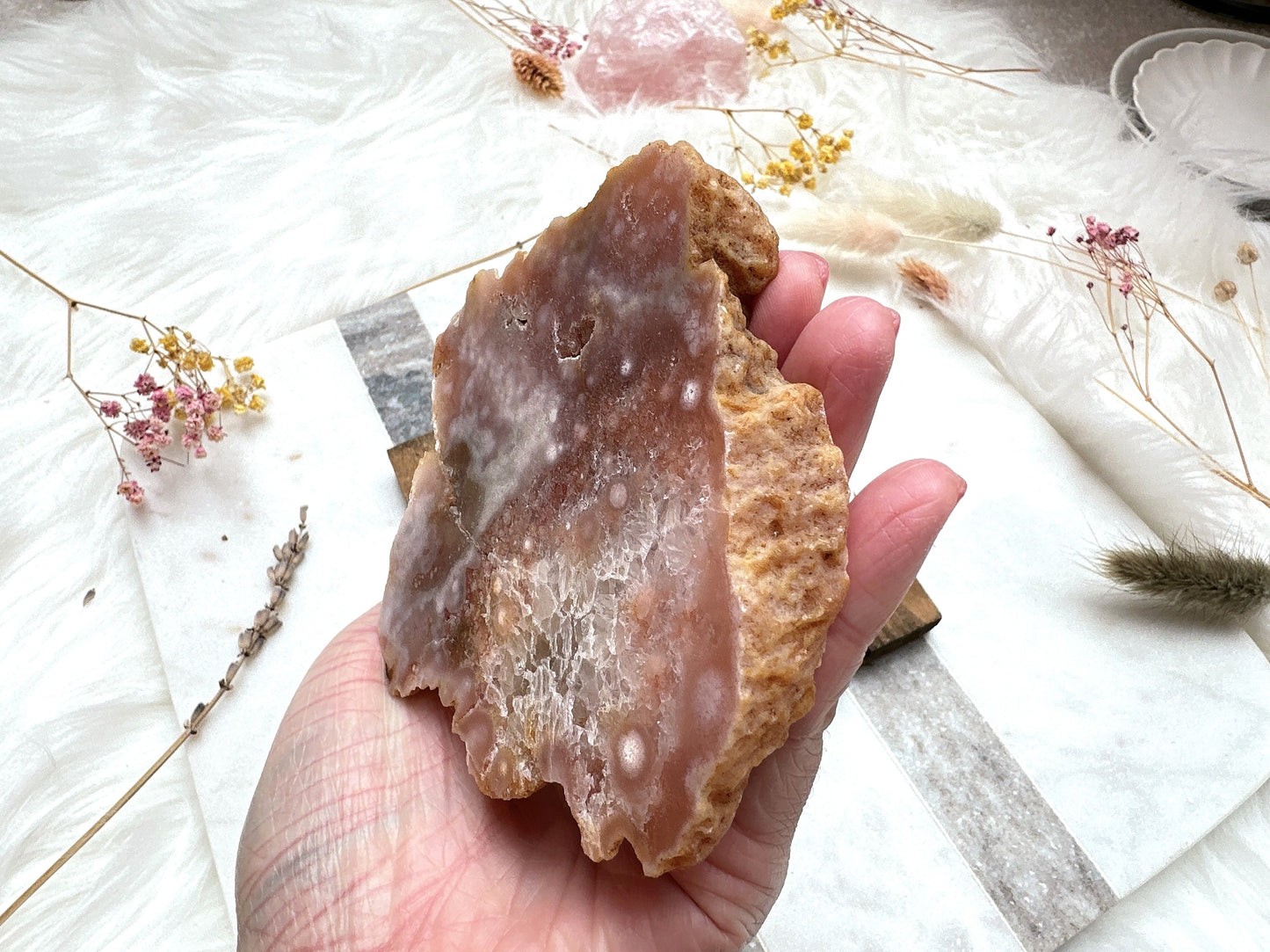 Pink Amethyst with Flower Agate Slab