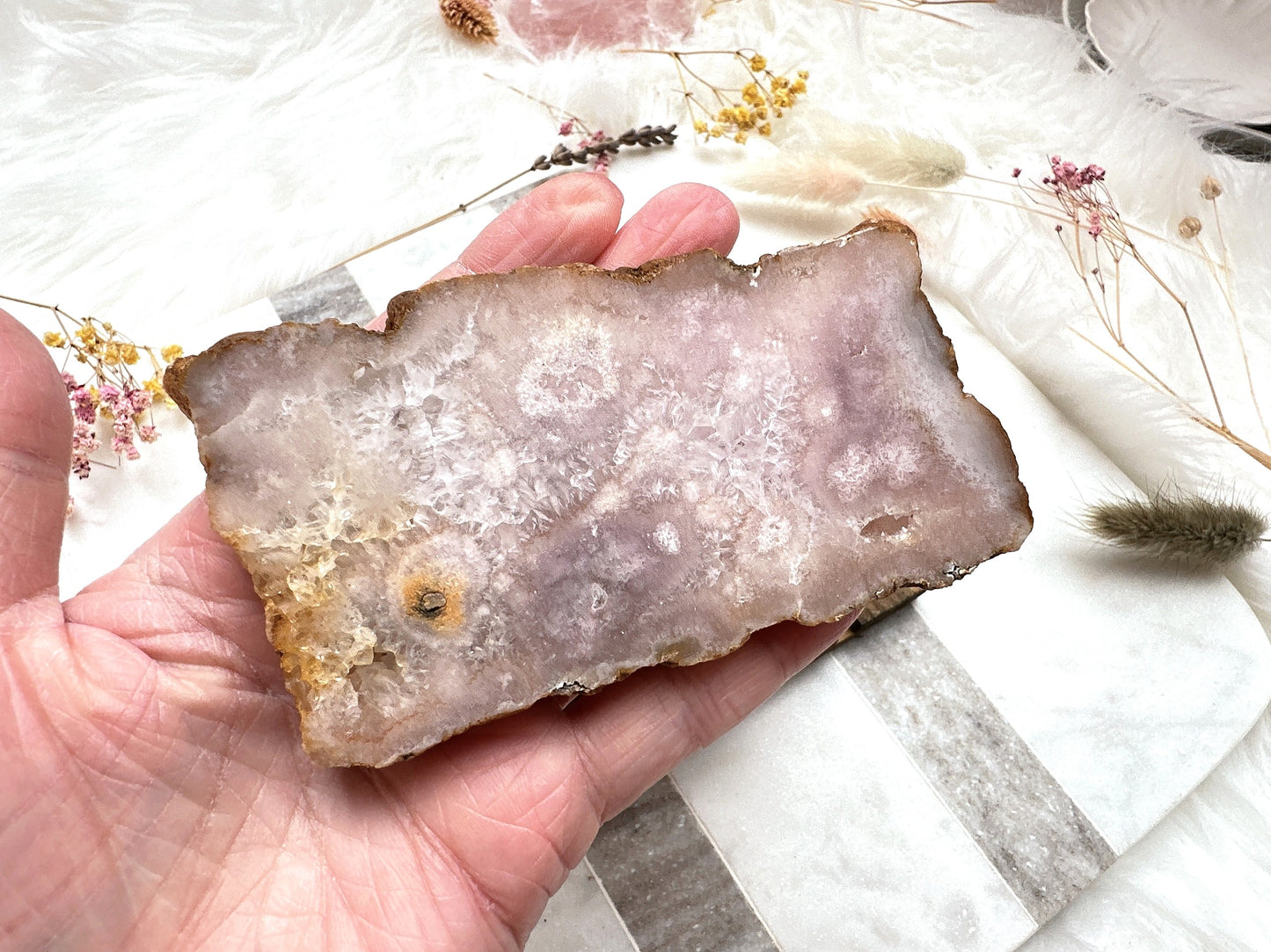Pink Amethyst with Flower Agate Slab