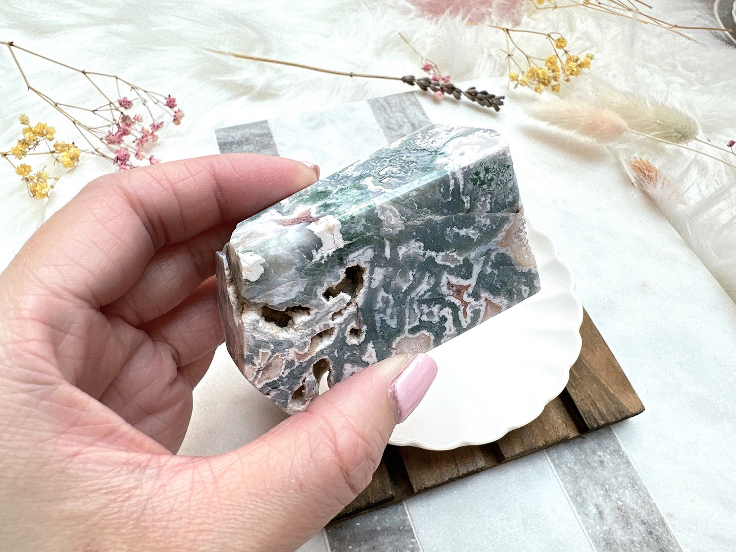 Pink Moss Agate Gusher