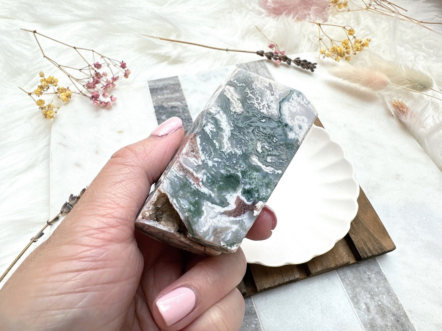 Pink Moss Agate Gusher