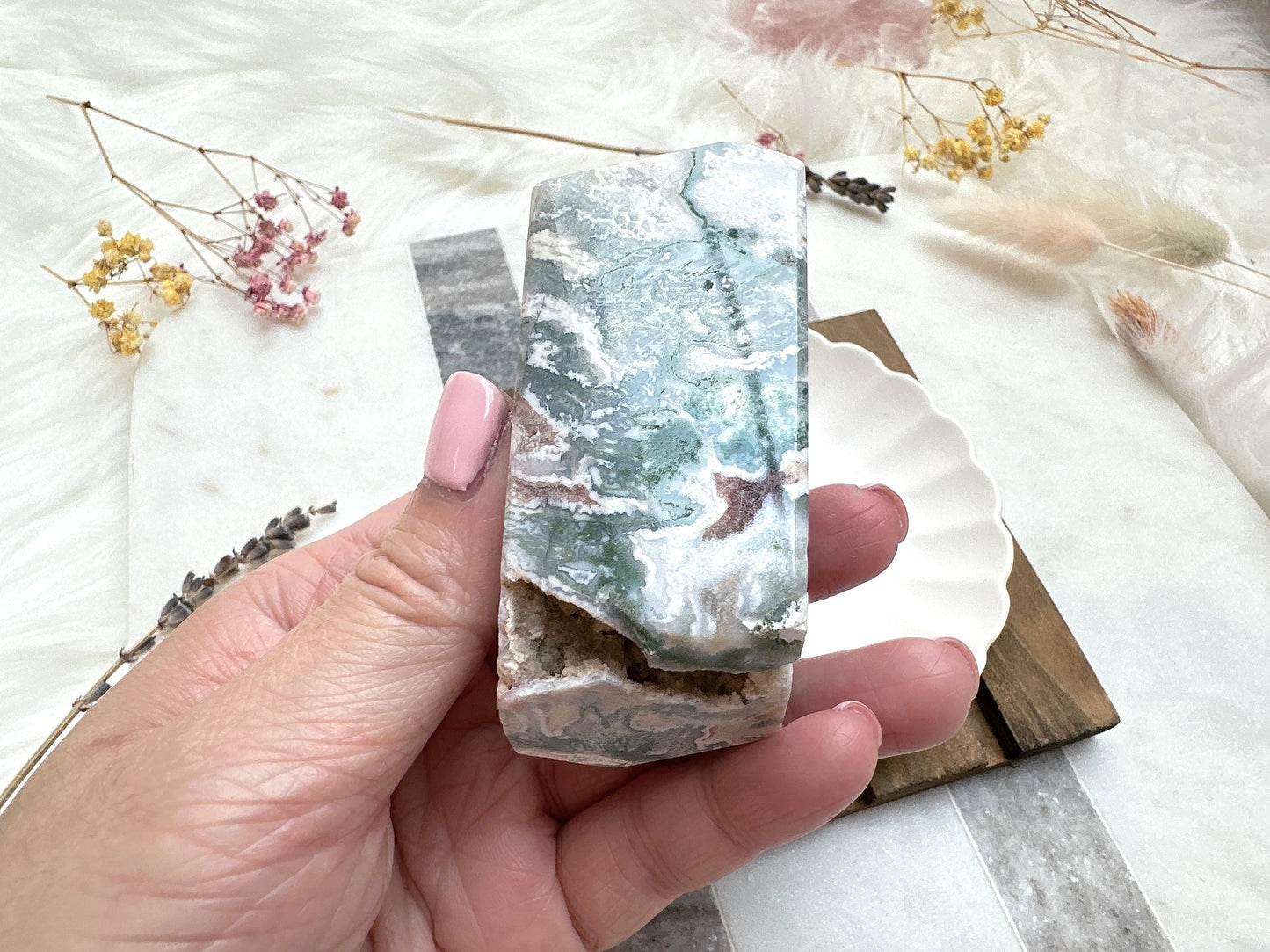 Pink Moss Agate Gusher