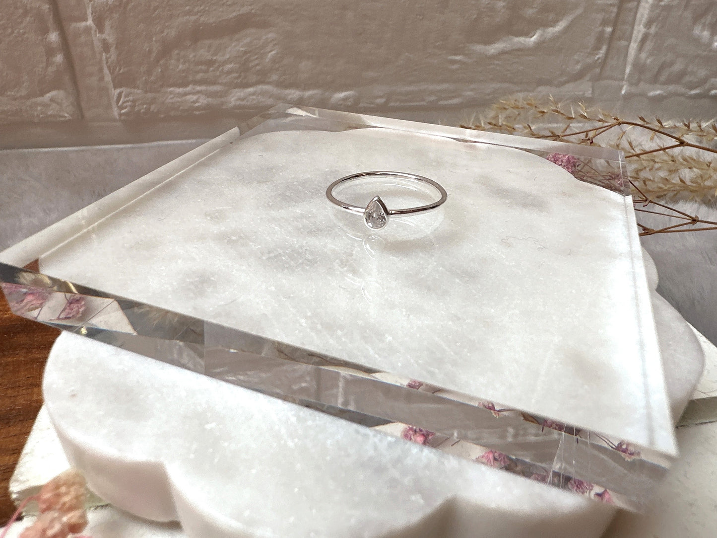 Mini Raindrop Cubic Zirconia Ring