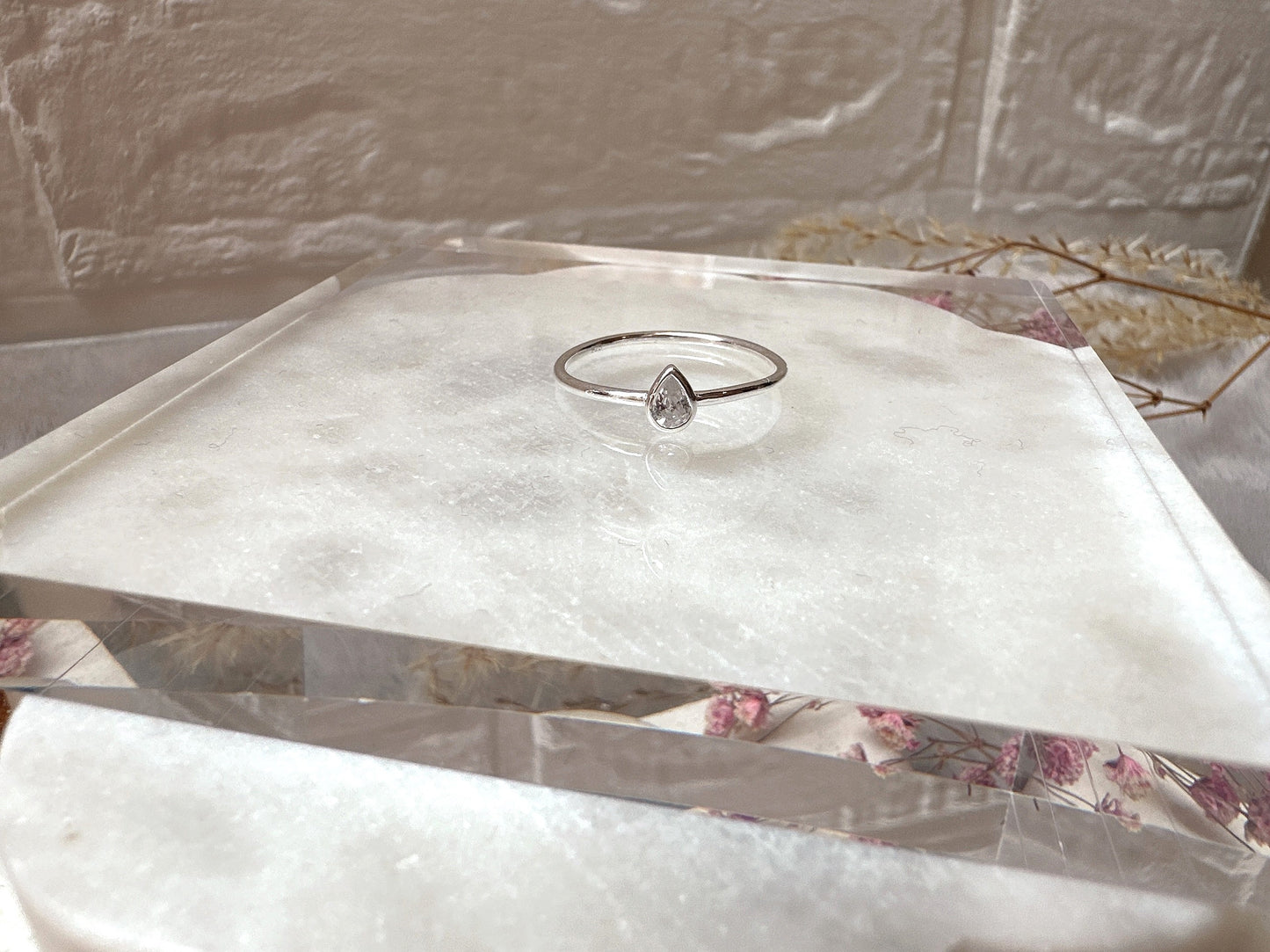 Mini Raindrop Cubic Zirconia Ring