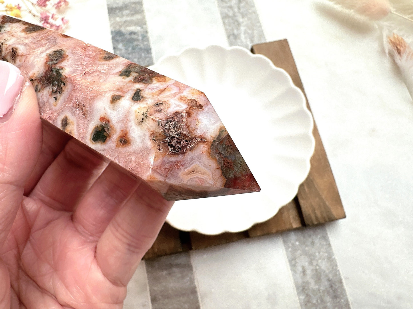 Red Moss Agate Double Terminated Point
