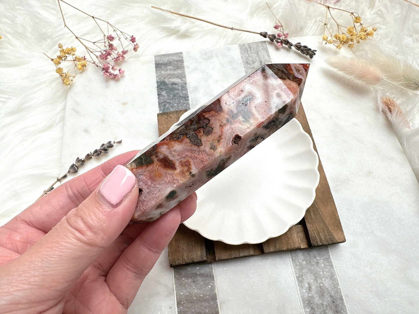 Red Moss Agate Double Terminated Point