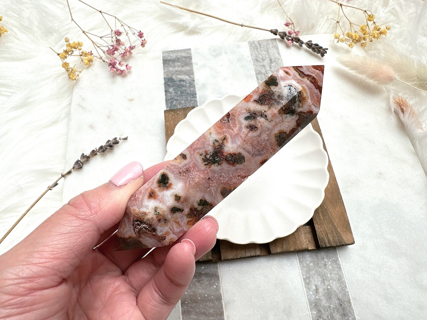 Red Moss Agate Double Terminated Point