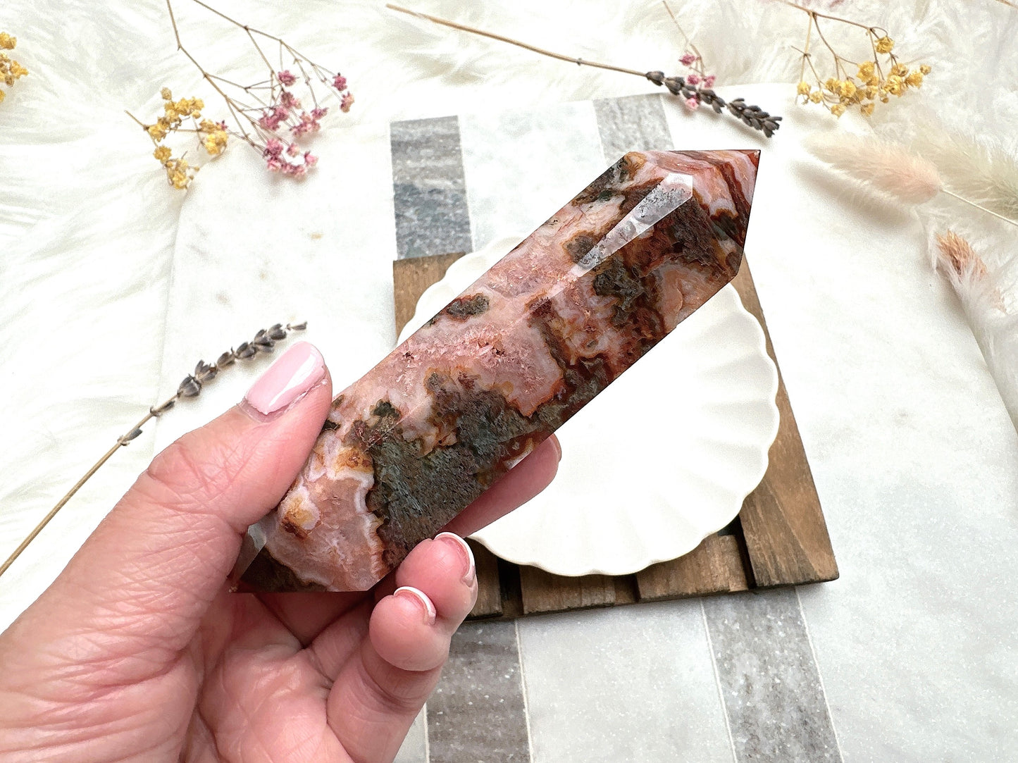 Red Moss Agate Double Terminated Point