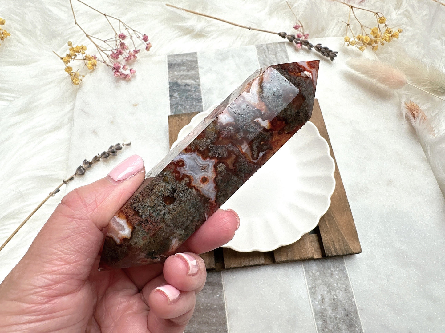 Red Moss Agate Double Terminated Point