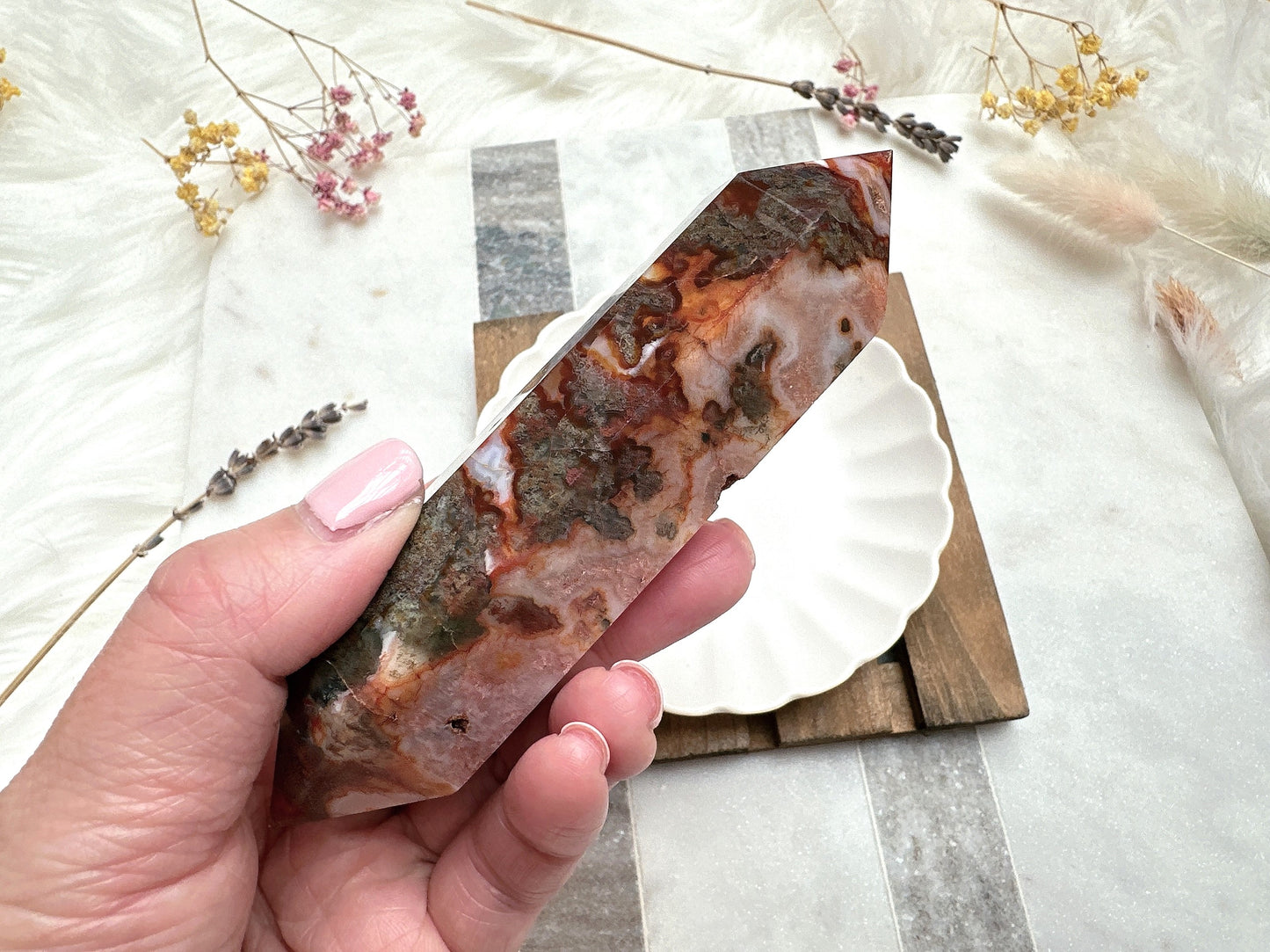 Red Moss Agate Double Terminated Point