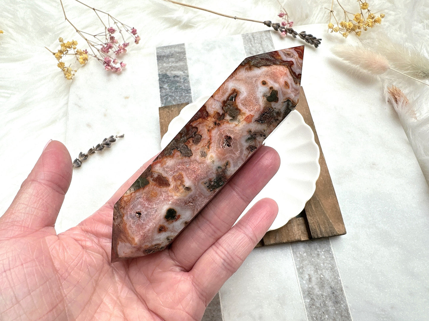Red Moss Agate Double Terminated Point