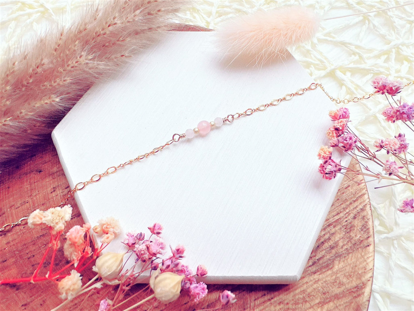 Rose Quartz Gold Chain Necklace