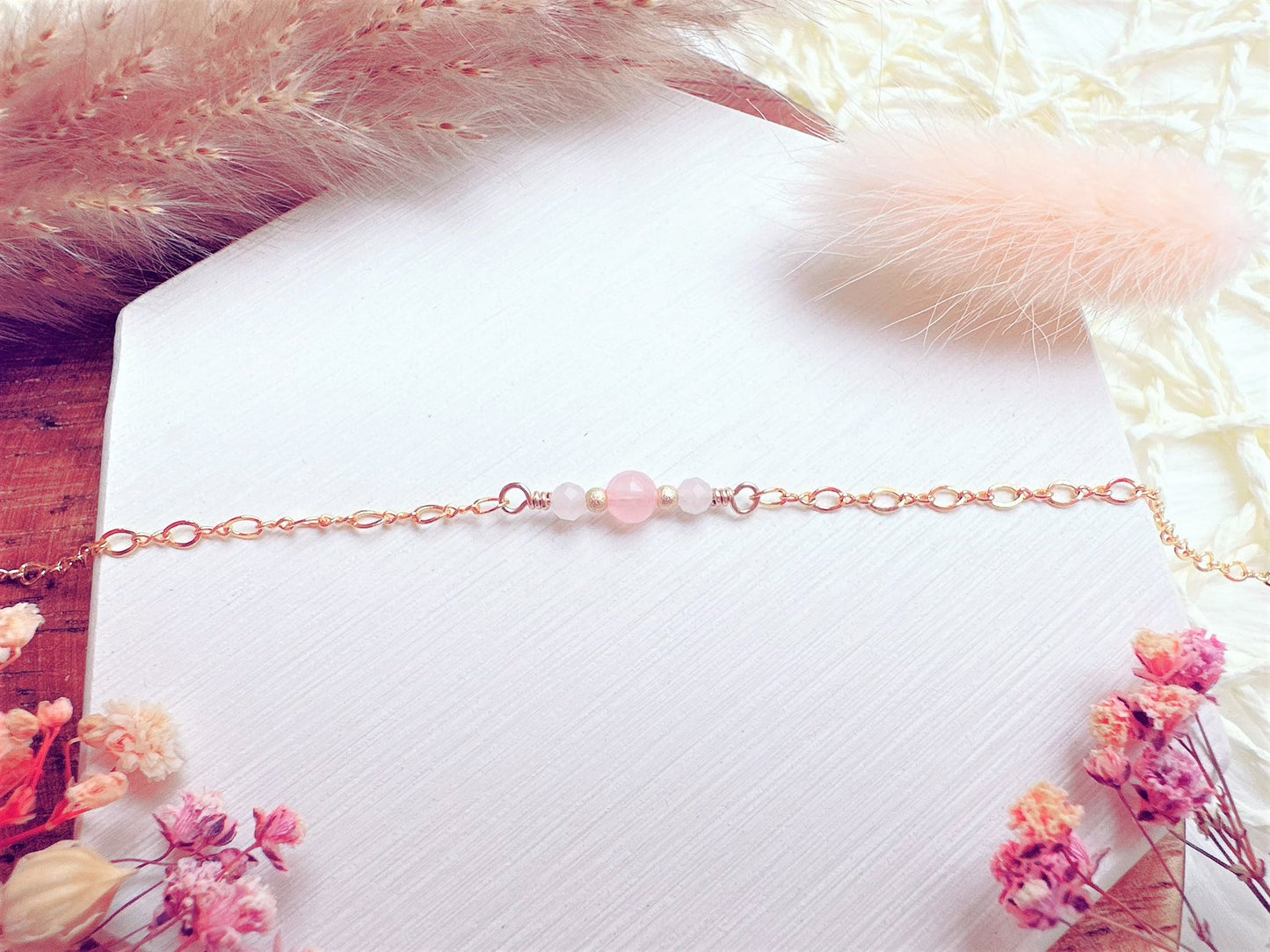 Rose Quartz Gold Chain Necklace