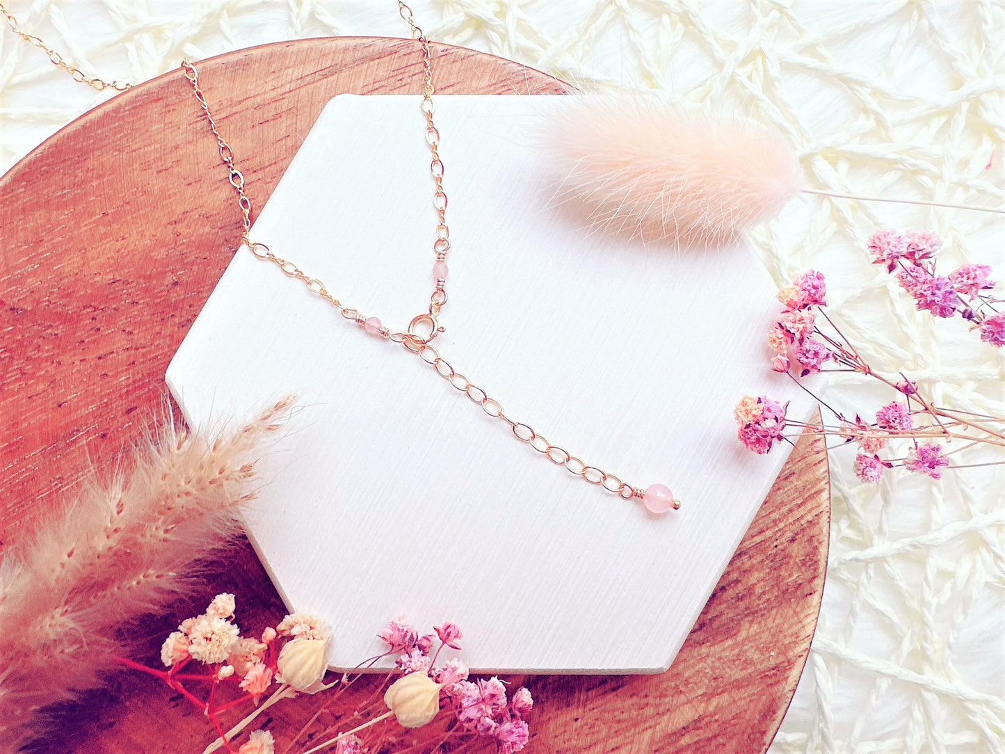 Rose Quartz Gold Chain Necklace