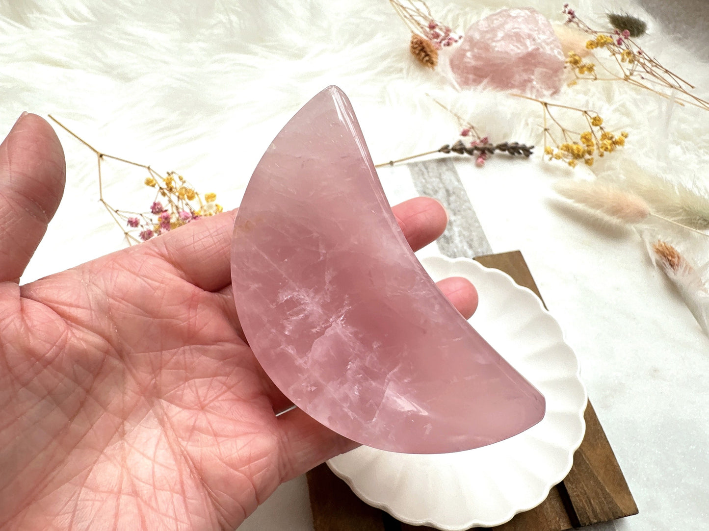 Small Rose Quartz Moon Bowl/Dish