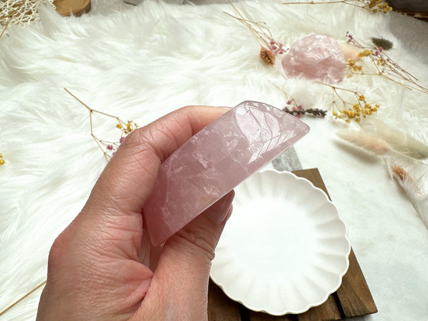 Small Rose Quartz Moon Bowl/Dish