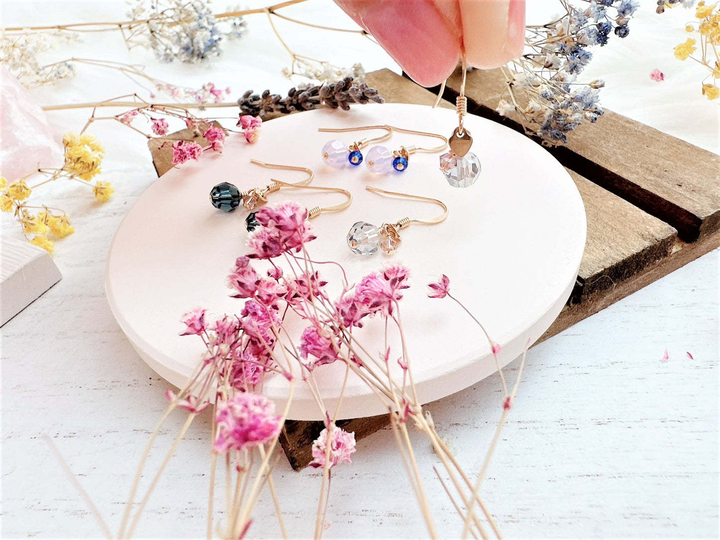 Cute Crystal Earrings with Mini Heart Charm