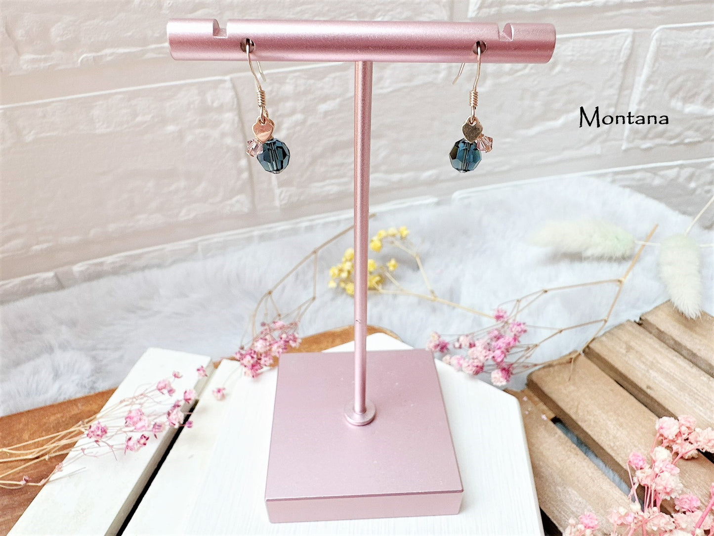 Cute Crystal Earrings with Mini Heart Charm