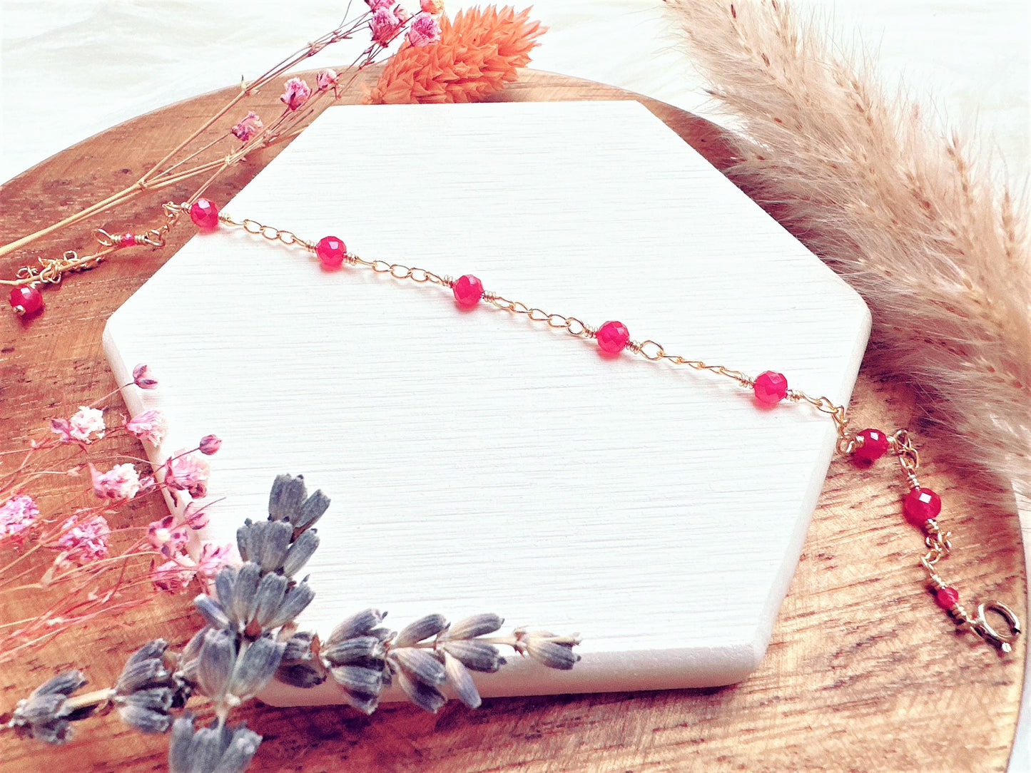 Ruby Gold Chain Bracelet